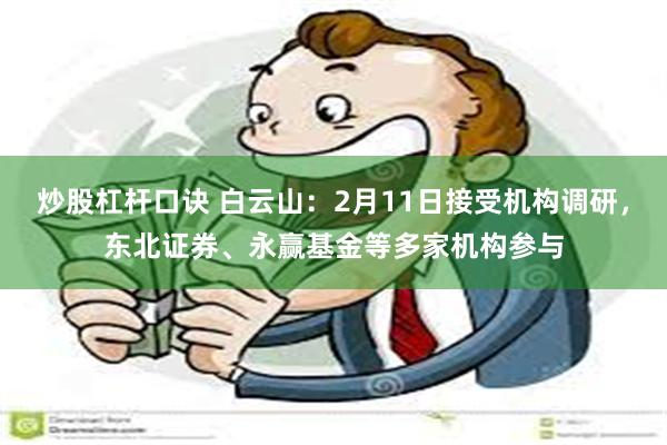 炒股杠杆口诀 白云山：2月11日接受机构调研，东北证券、永赢基金等多家机构参与