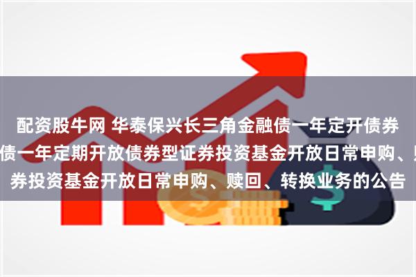 配资股牛网 华泰保兴长三角金融债一年定开债券: 华泰保兴长三角金融债一年定期开放债券型证券投资基金开放日常申购、赎回、转换业务的公告